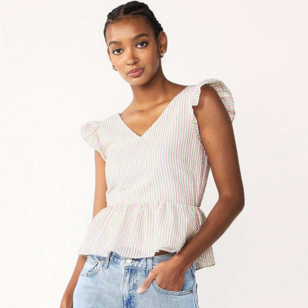 Draper James RSVP Flutter Sleeve Peplum Hem Tank Top (NWT)